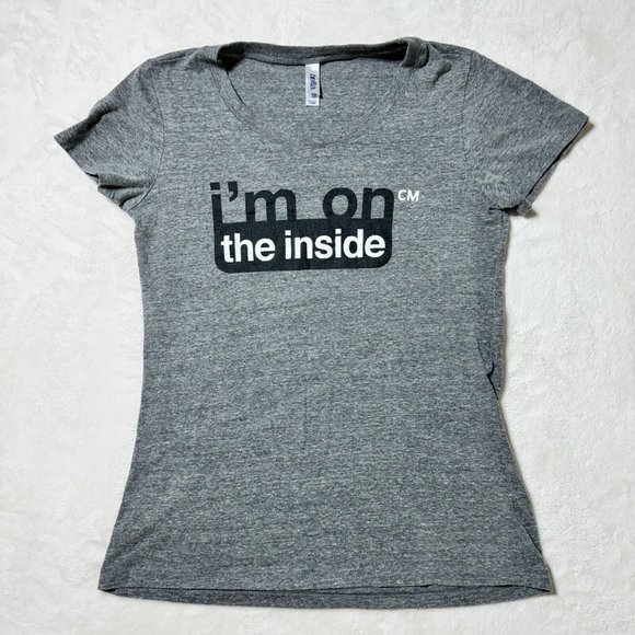 Bella Shirt Women's L Grey "I'm On The Inside" - Made in the USA Casual Tee Top - Picture 1 of 8